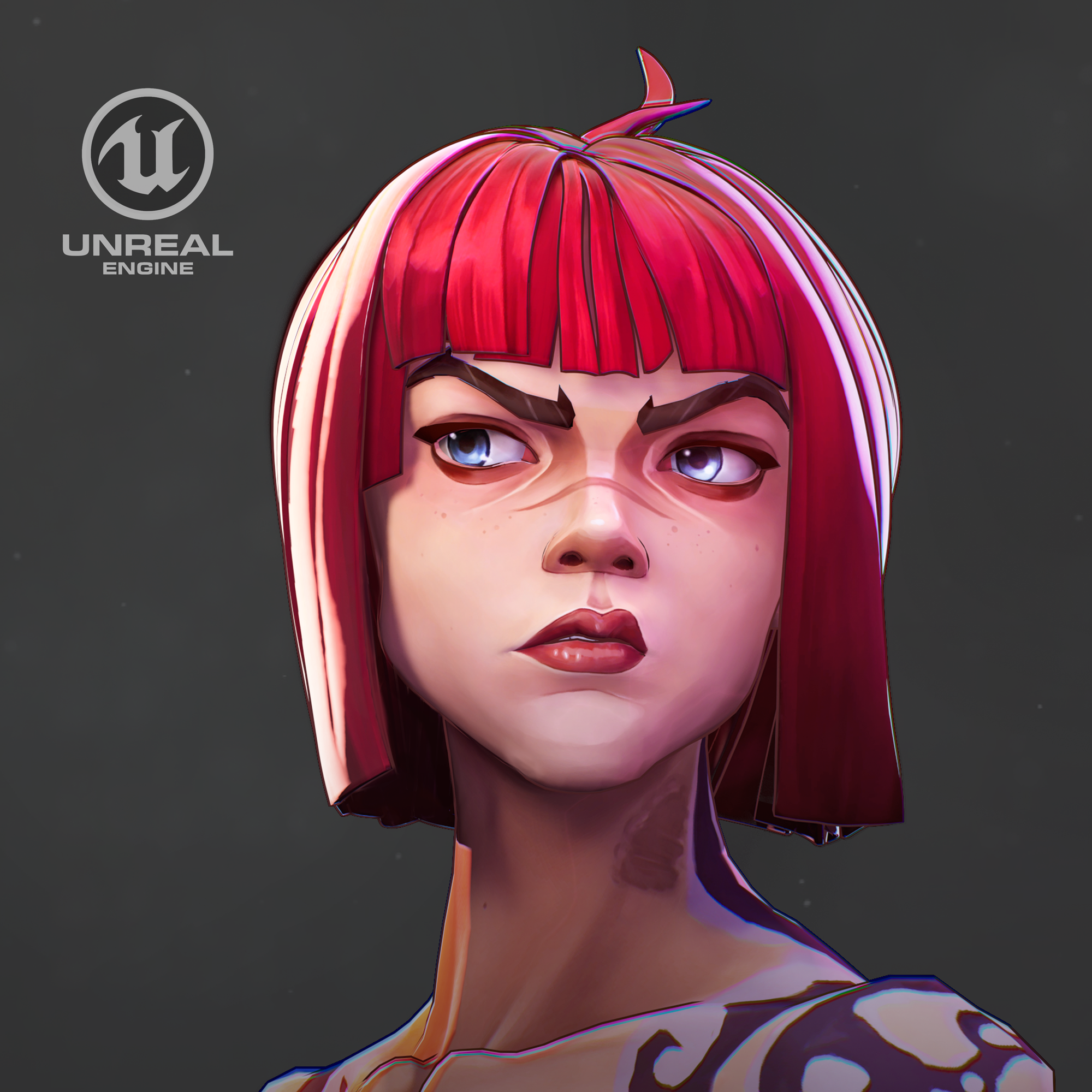 Yun – Arcane-inspired stylized 3D swordswoman, modeled in ZBrush and rendered in Unreal Engine 5 by Ziad Moujalis