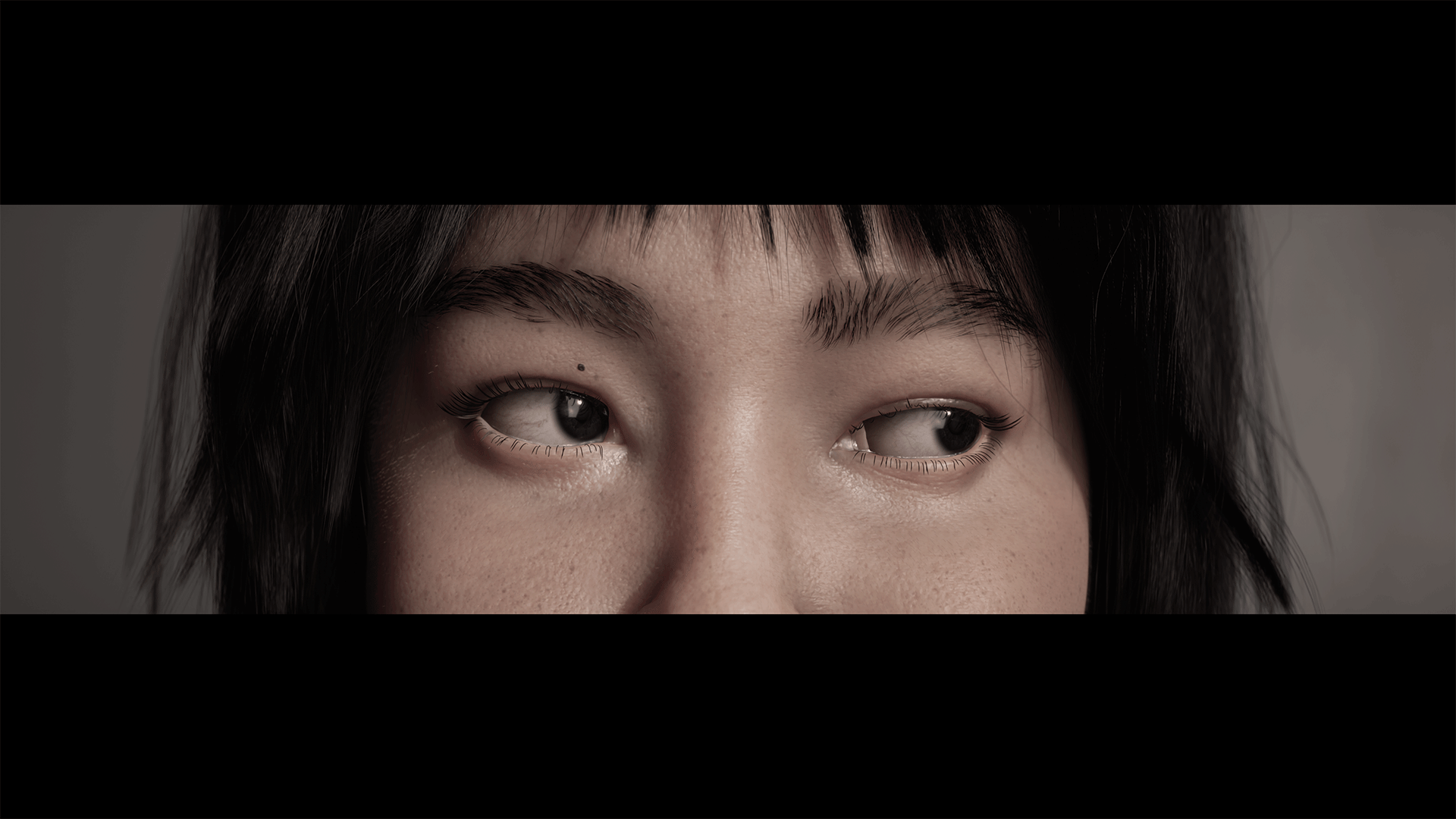 Dina close-up on facial features and skin pores