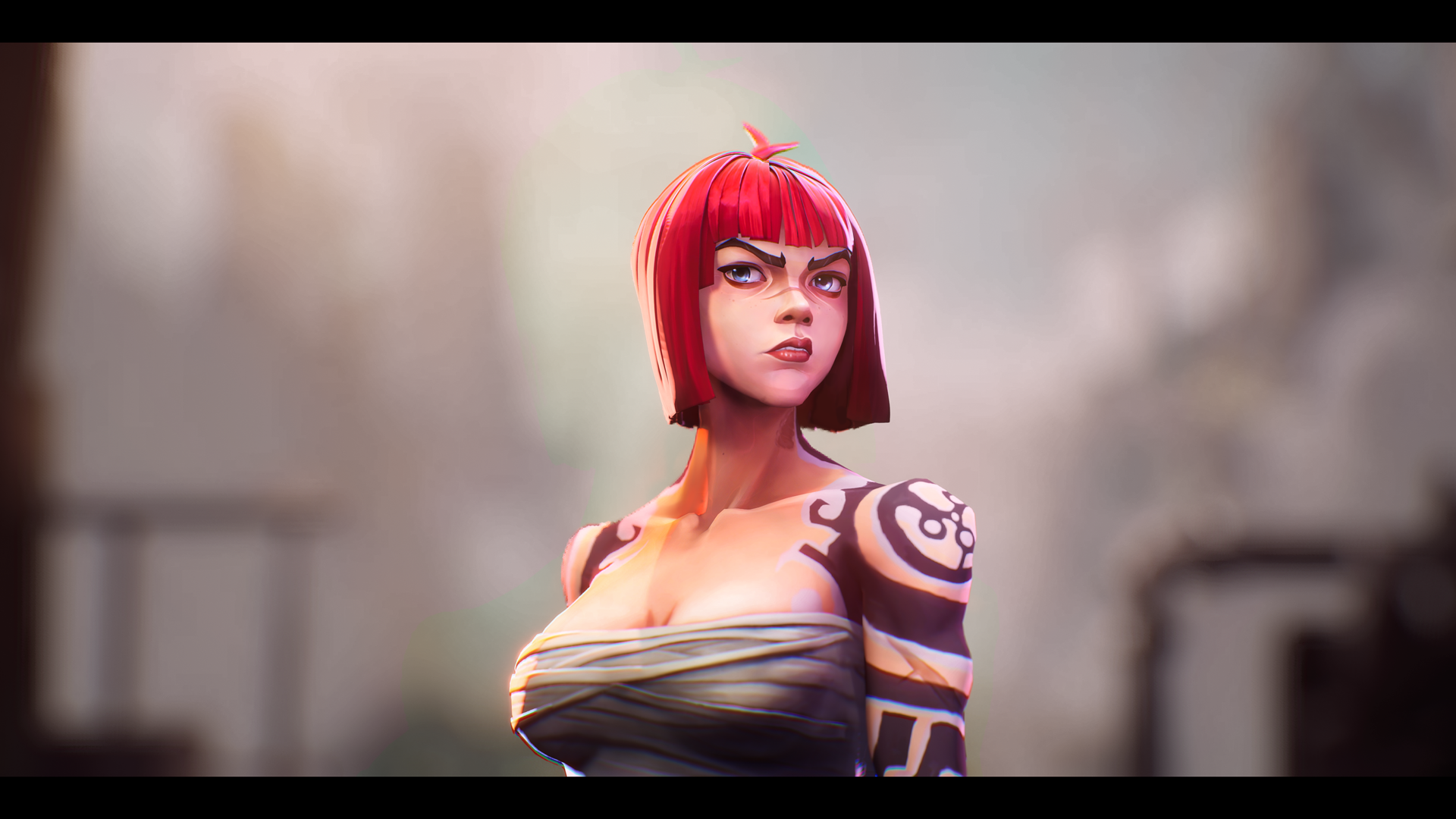Yun, painterly stylized character in a dynamic pose, Unreal Engine 5